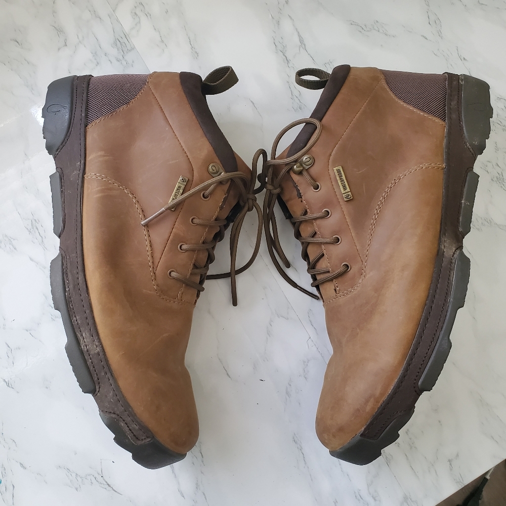 Olukai Mens Kualono Waterproof Leather Brown Boots (10.5, no laces)